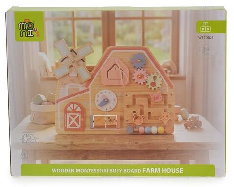 Дървена занимателна дъска Moni Toys - Farm House, по Монтесори