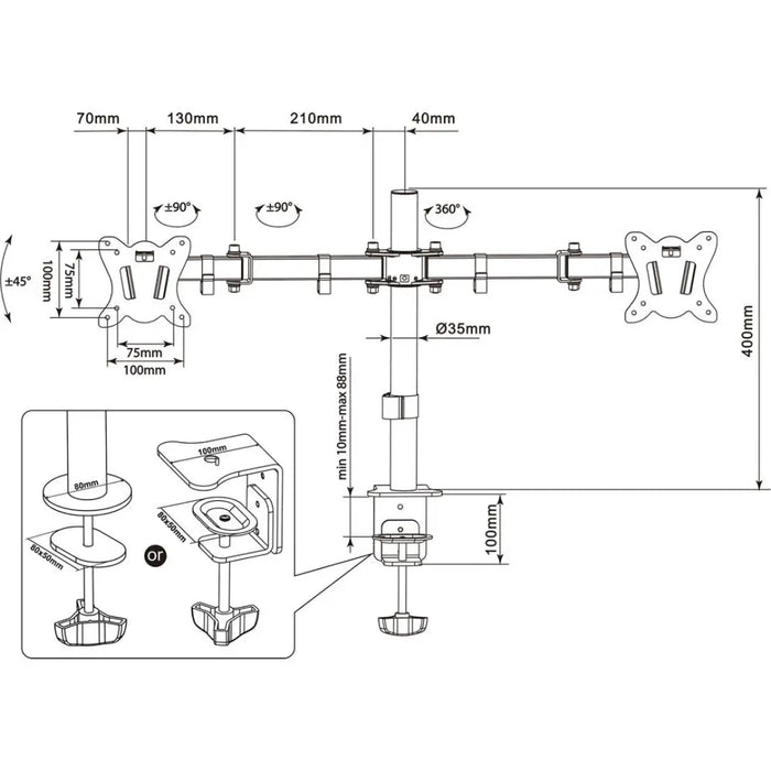 Montis Everest 13-27’’ MT015 двойна стойка за монитор 68,6
