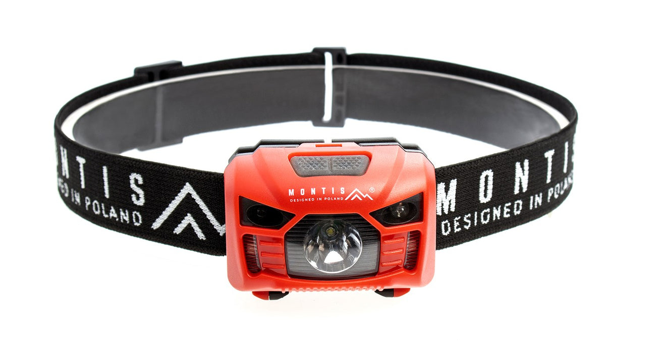 Montis Bateryjna latarka nagłowna z sensorem MT002 Red, Black Headband фенерче LED