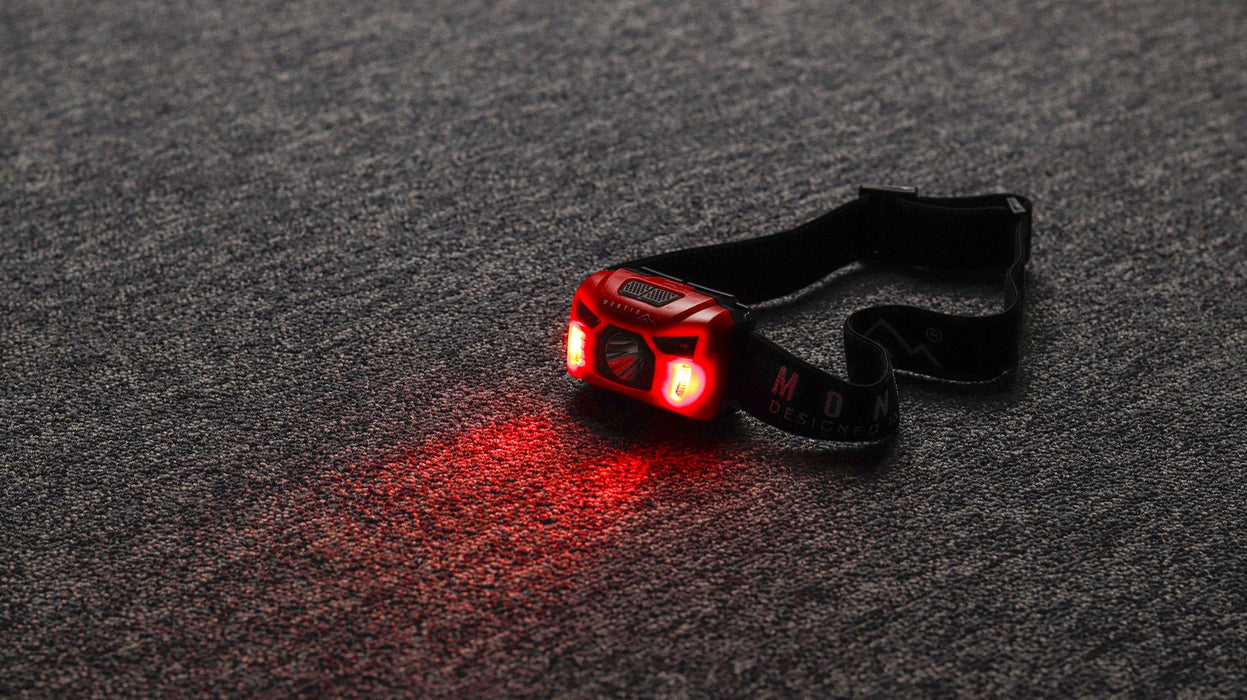 Montis Bateryjna latarka nagłowna z sensorem MT002 Red, Black Headband фенерче LED