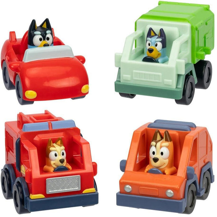 Количка с фигура Moose Bluey - Mini Racers, Блуи, Бинго, Бандит и Чили, асортимент