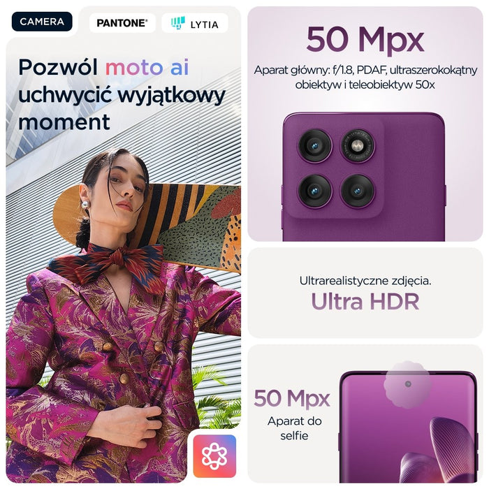 Motorola edge 60 pro 16,9 cm (6,67") Dual SIM Android 15 5G USB Type-C 12 GB 512 GB 6000 mAh Лилав