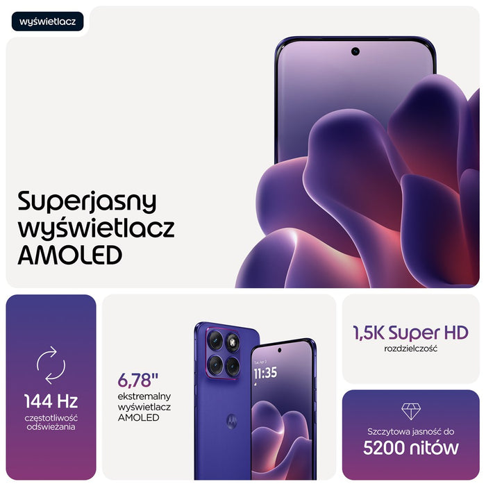 Motorola edge 70 fusion 17.2 см (6.78") Две SIM карти Android 16.0 5G USB Type-C 12 GB 256 GB 7000 mAh Виолетов