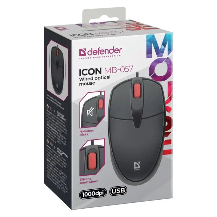 MOUSE DEFENDER ICON MB-057 ОПТИЧЕН 1000dpi 3P ЧЕРЕН ТИХ КЛИК