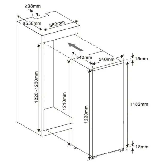 MPM MPM-185-CJI-18 комбиниран хладилник за вграждане 181 LE