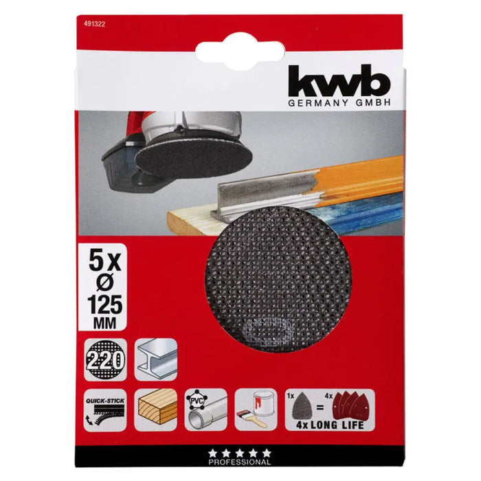 МРЕЖЕСТИ ШКУРКИ 5 БРОЯ Ф125ММ N220 KWB