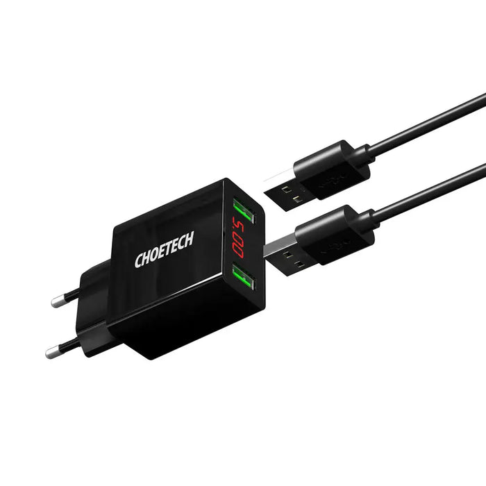 Мрежово зарядно Choetech C0028 с дисплей 11W 2xUSB-A EU