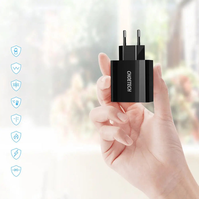 Мрежово зарядно Choetech C0028 с дисплей 11W 2xUSB-A EU