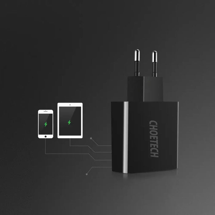 Мрежово зарядно Choetech C0028 с дисплей 11W 2xUSB-A EU