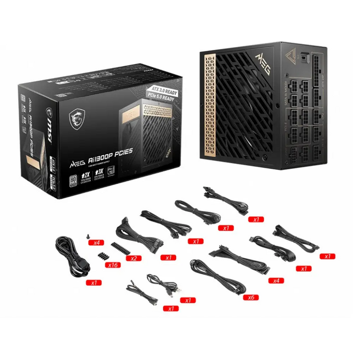 MSI MEG AI1300P PCIE5 захранване 1300 W 24-pin ATX ATX Черен