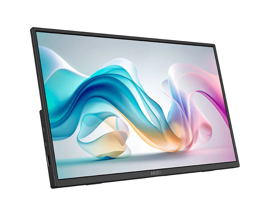 Преносим монитор MSI PRO MP165 E6, 15.6", 4ms, 60Hz IPS, 1920x1080, EyesErgo, Anti-flicker, По-малко синя светлина, 250nits AG, 16.7M, 1000:1, 2xType-C (15W), HDMI (2.0b), 2x1W, Накланяне, VESA 75, Черен, 0.78kg