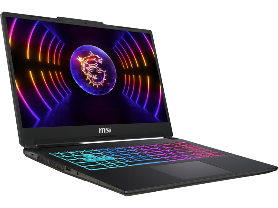 MSI Cyborg 15 A13UCK, i7-13620H (10C/16T, до 4.90GHz, 24MB), GeForce RTX 3050 4GB GDDR6, 15.6" FHD (1920x1080), 144Hz, IPS-ниво, 16GB DDR5 5200MHz, 512GB PCIe Gen4x4 SSD, WiFi 6E, BT 5.3, 4-зонова RGB подсветка, БЕЗ операционна система, 53.5Whr, 1.98kg