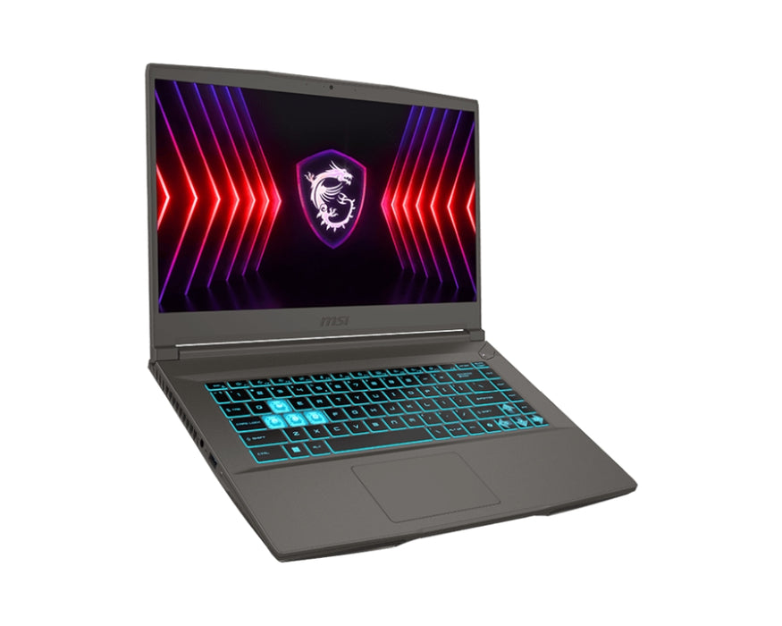 MSI Thin A15 B7VE, AMD Ryzen 7 7735HS (8C/16T, до 4.75GHz, 16MB L3), 15.6" FHD (1920x1080) 144Hz, IPS-Level, RTX 4050 6GB GDDR6 194 AI TOPS, 16GB DDR5 2x8 4800MHz, 512GB SSD Gen4x4, WiFI 6E, BT5.3, единична клавиатура с подсветка (синя), БЕЗ ОС, 1,86 кг