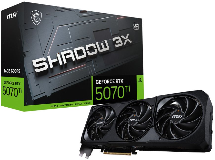 Видеокарта MSI - GeForce RTX 5070 Ti Shadow 3X OC, 16GB, GDDR7