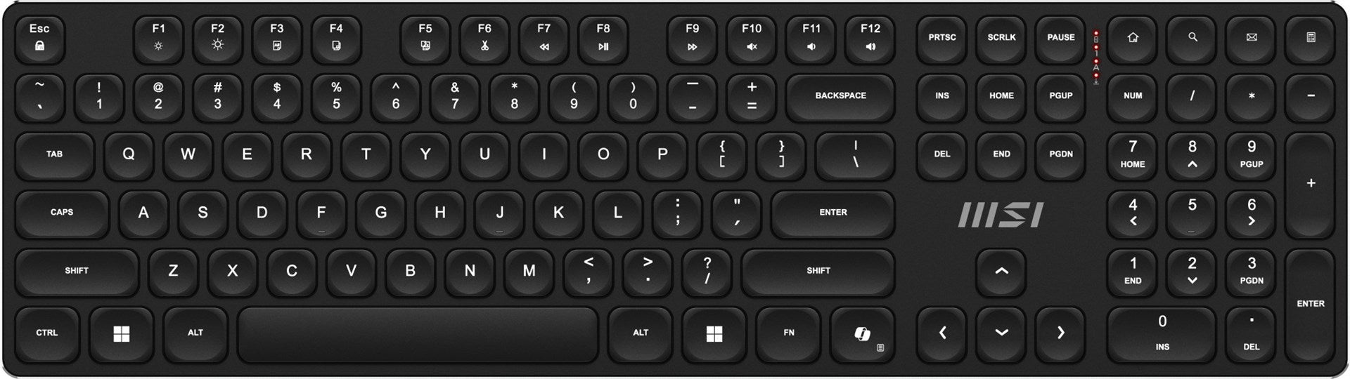 Безжична клавиатура MSI FORGE K210, комбинирана, мишка, за дома/офиса, USB, QWERTY, американски английски, черна