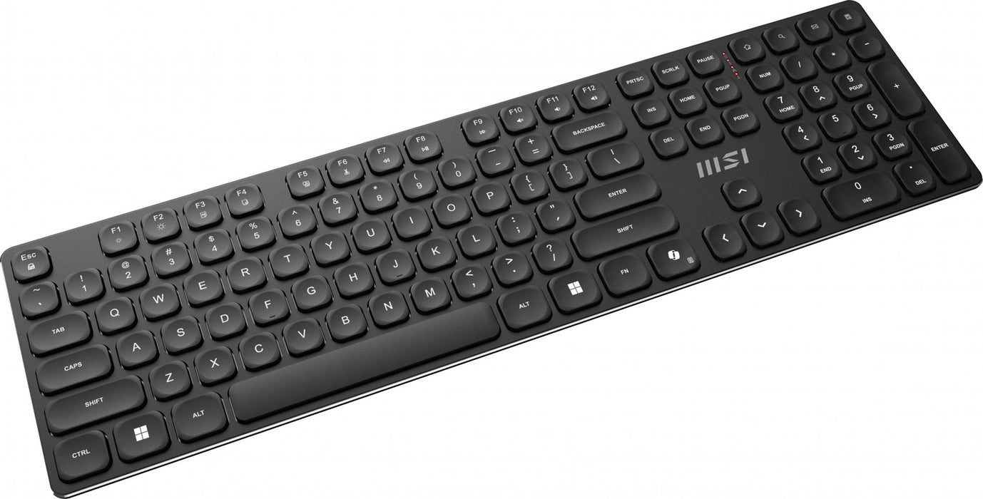 Безжична клавиатура MSI FORGE K210, комбинирана, мишка, за дома/офиса, USB, QWERTY, американски английски, черна