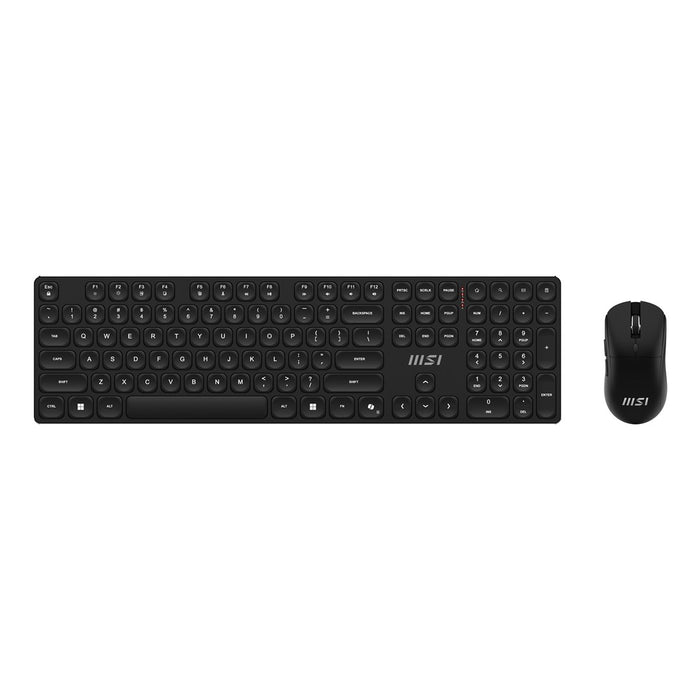 Безжична клавиатура MSI FORGE K210, комбинирана, мишка, за дома/офиса, USB, QWERTY, американски английски, черна