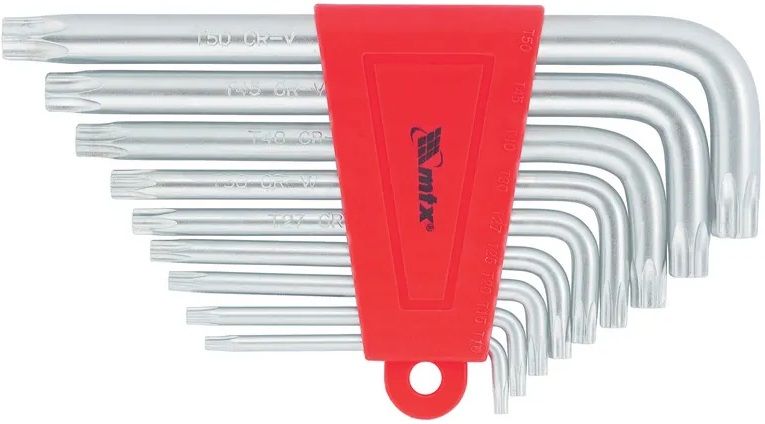Къси имбусни ключове MTX - Torx, 9 броя, T10-T50, стомана CrV