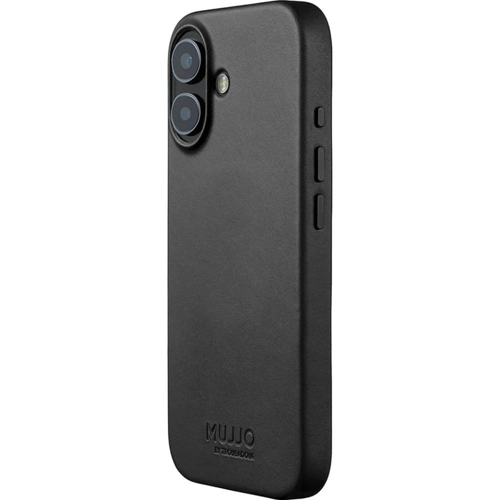 Mujjo изцяло кожен калъф MagSafe за iPhone 17, черен
