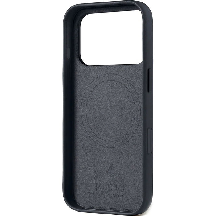 Mujjo кожен калъф MagSafe за iPhone 17 Pro, сив