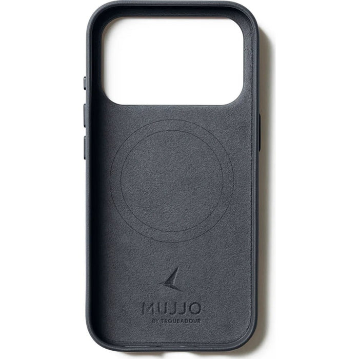 Mujjo кожен калъф MagSafe за iPhone 17 Pro, сив