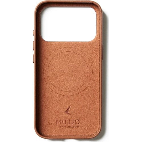 Mujjo кожен калъф MagSafe за iPhone 17 Pro, кафяв