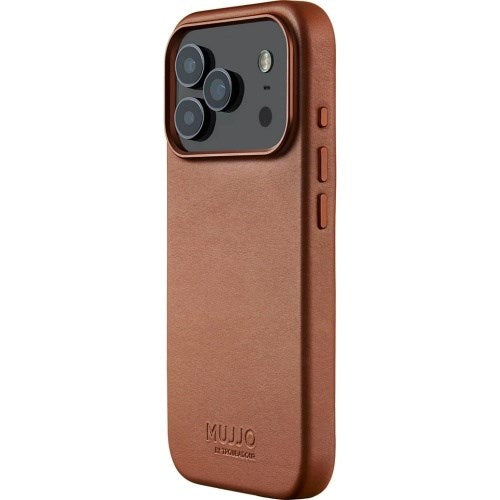 Mujjo кожен калъф MagSafe за iPhone 17 Pro, кафяв
