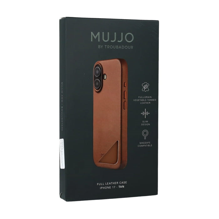 Mujjo кожен калъф MagSafe за iPhone 17 кафяв