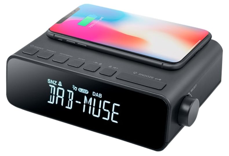 Радиочасовник Muse – M-175 WI, с безжично зареждане, черен