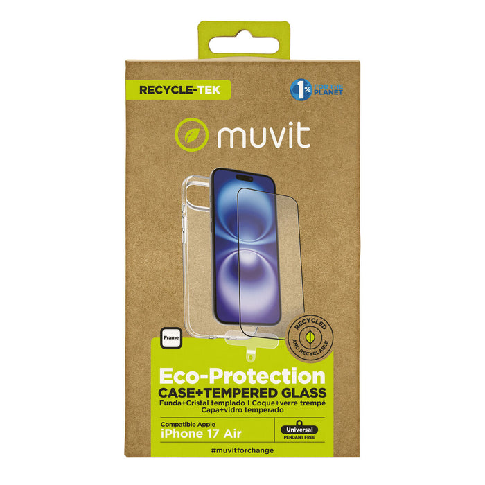 Калъф за мобилен телефон и протектор Muvit for Change iPhone Air Черен