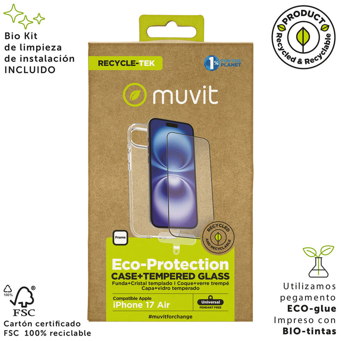 Калъф за мобилен телефон и протектор Muvit for Change iPhone Air Черен