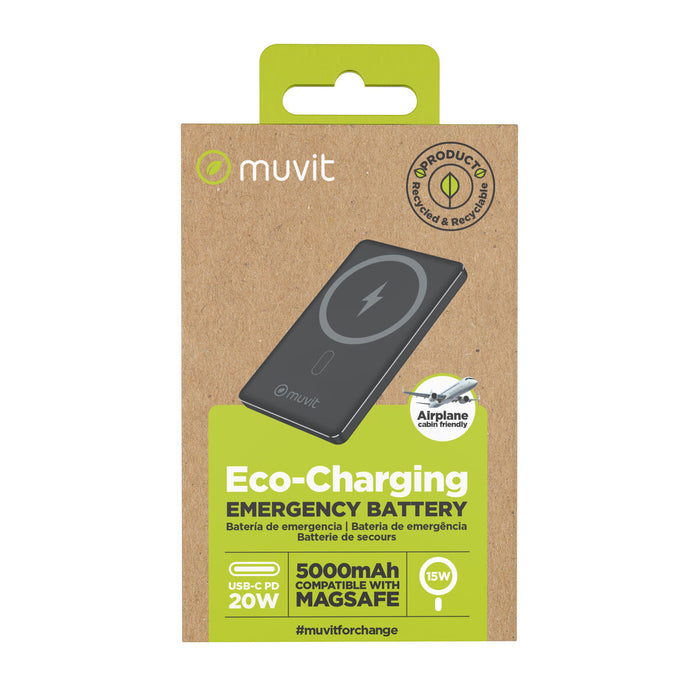 Преносима батерия Powerbank Muvit for Change Черен Алуминий 5000 mAh