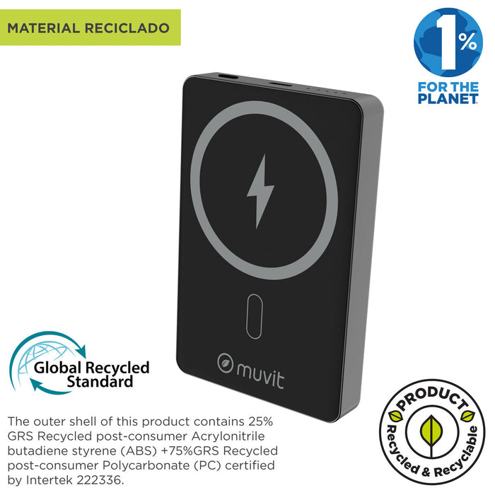 Преносима батерия Powerbank Muvit for Change Черен Алуминий 10000 mAh