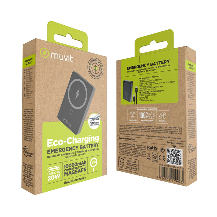 Преносима батерия Powerbank Muvit for Change Черен Алуминий 10000 mAh