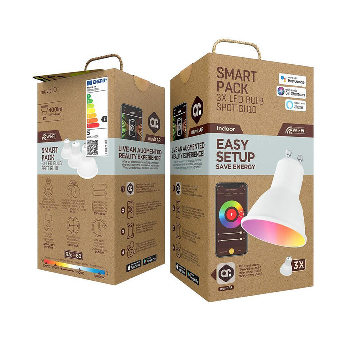 Смарт Крушка Muvit iO Pack 3 5,5 W GU10 400 lm Wi-Fi LED 2700 K 6500 K