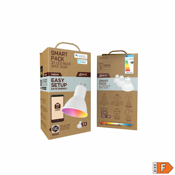 Смарт Крушка Muvit iO Pack 3 5,5 W GU10 400 lm Wi-Fi LED 2700 K 6500 K