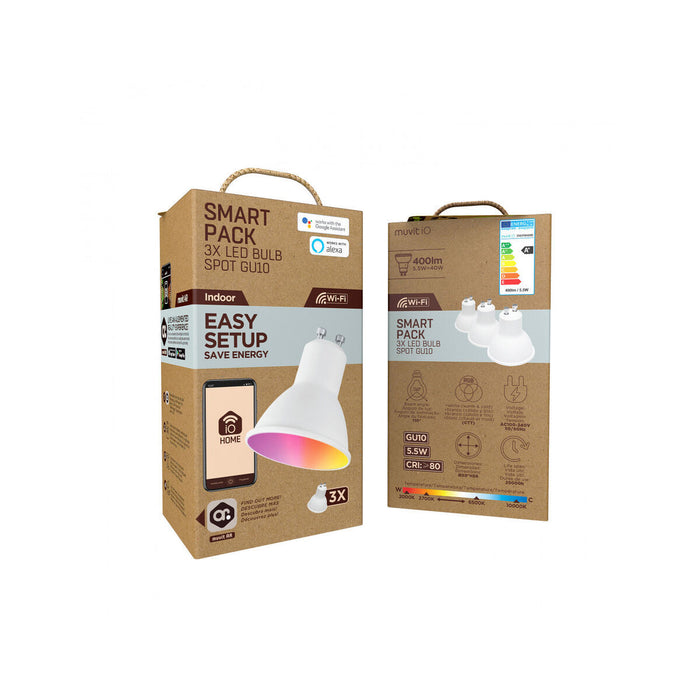 Смарт Крушка Muvit iO Pack 3 5,5 W GU10 400 lm Wi-Fi LED 2700 K 6500 K