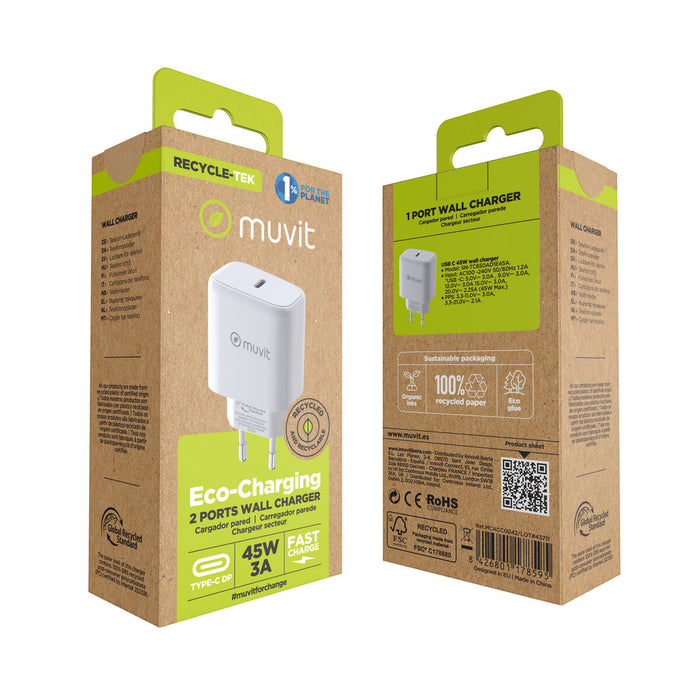 Зарядно за стена Muvit SN-TC650AD1E45A Бял 45 W