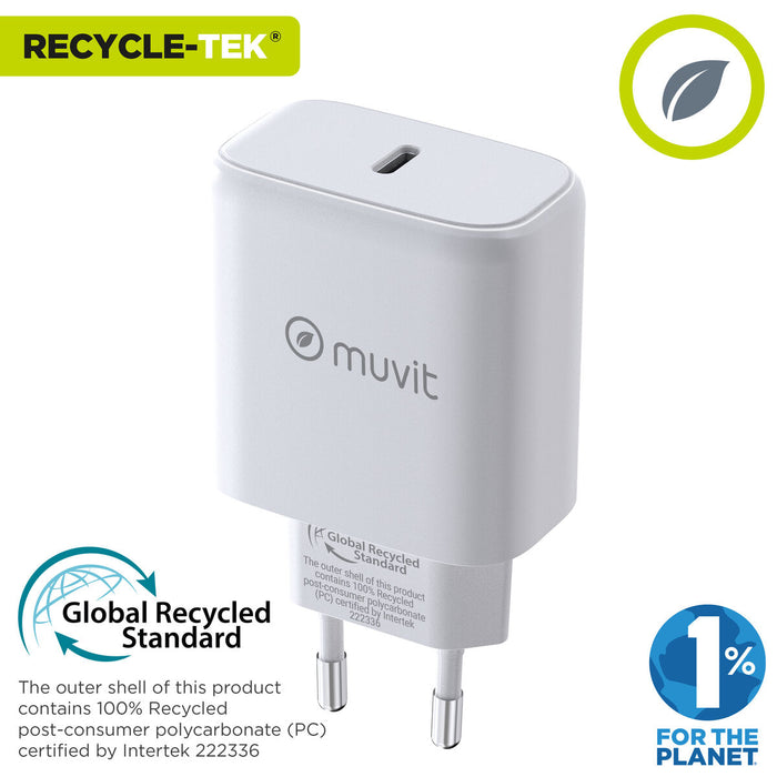 Зарядно за стена Muvit SN-TC650AD1E45A Бял 45 W