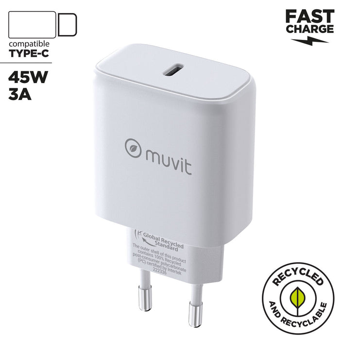 Зарядно за стена Muvit SN-TC650AD1E45A Бял 45 W