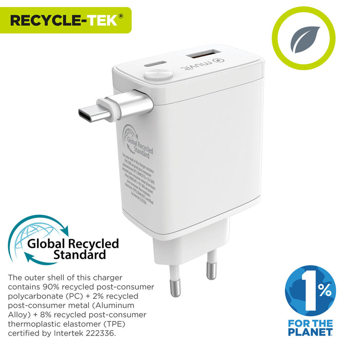 Зарядно за стена Muvit WCEU63-30-AC2 Бял 30 W