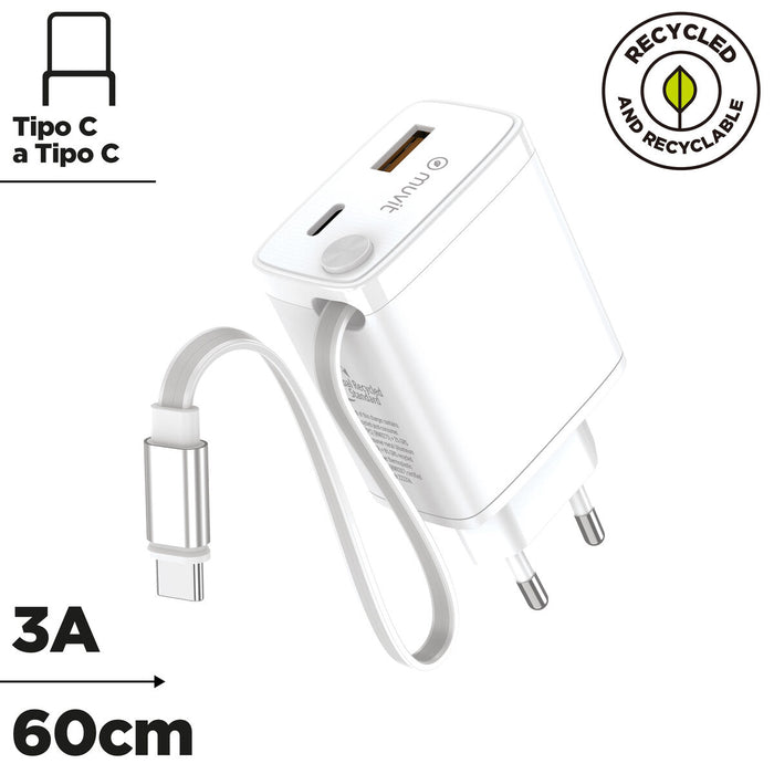 Зарядно за стена Muvit WCEU63-30-AC2 Бял 30 W