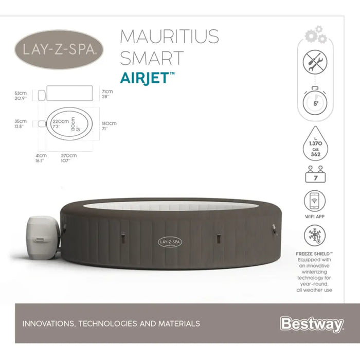 НАДУВАЕМО ДЖАКУЗИ 270X180X71CM BESTWAY MAURITIUS