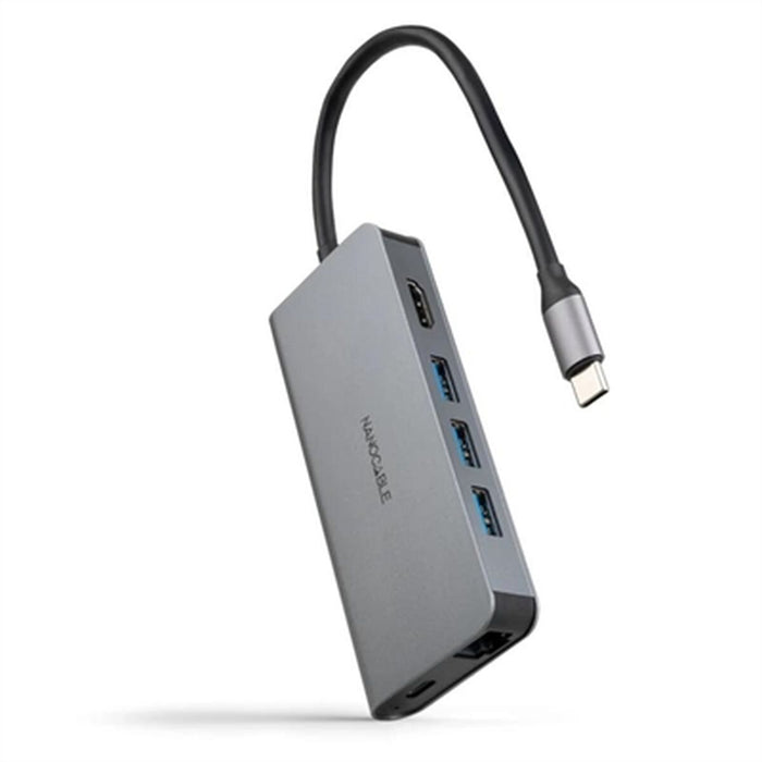 USB извод NANOCABLE Hub 8en1 Сив 18 cm