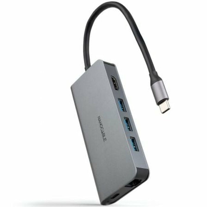 USB извод NANOCABLE Hub 8en1 Сив 18 cm