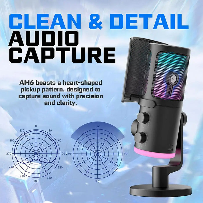 Настолен микрофон FIFINE AM6 RGB - Black
