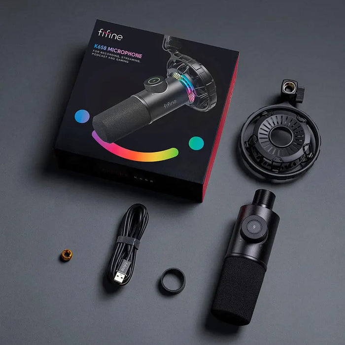 Настолен микрофон FIFINE K658 Dynamic RGB - Black