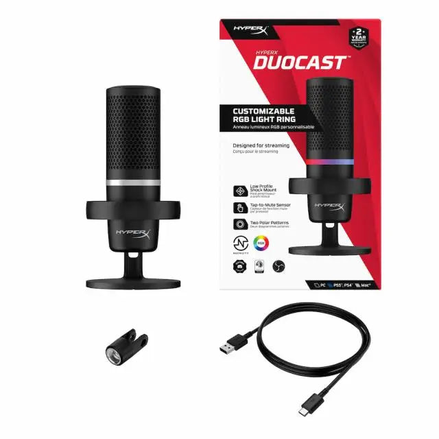 Настолен микрофон HyperX DuoCast USB Черен