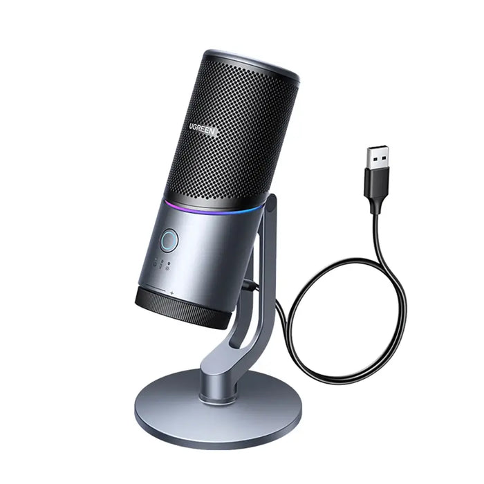 Настолен микрофон Ugreen CM769 с USB-A RGB LED - сребрист