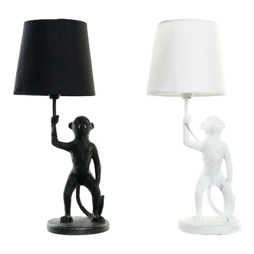 Настолна лампа DKD Home Decor Бял Черен полиестер Метал